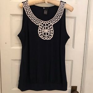 Carole Little blue w/ white embroidery